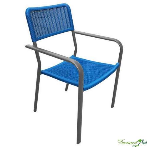 Кресло "РОТАНГ - пластик- ЛЮКС" сталь + пластик, 120 кг (синий)