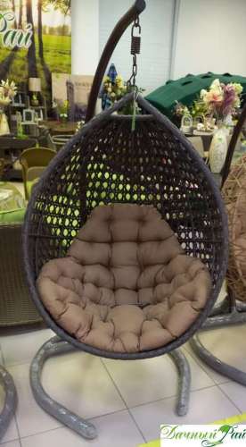 Кресло подвесное "LUCCA 1-местное" венге шлифован, ткань: оксфорд Василёк, опора коричн, 150 кг