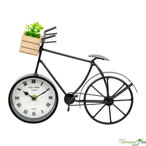 Часы "Велосипед с суккулентом" Д280 Ш90 В220, черный (Fancy48)