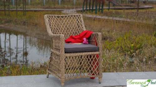 Кресло "Латте" 68*55*84 см, алюминий, соломенный, подушки серо-коричневые