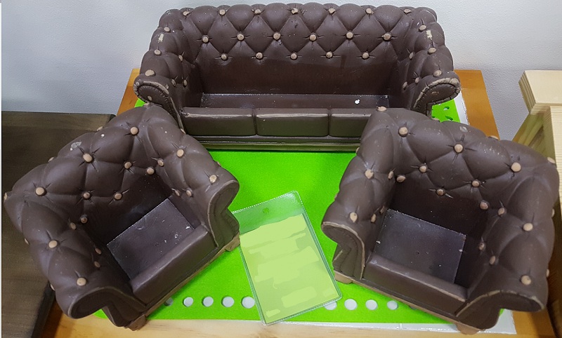 Кашпо "Софа": диван, 2 кресла, керамика коричневая (комплект)