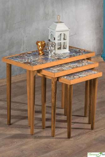 Столы "Мозаика" выдвижные, набор 3 штуки, керамическая столешница, 62*32*н50
