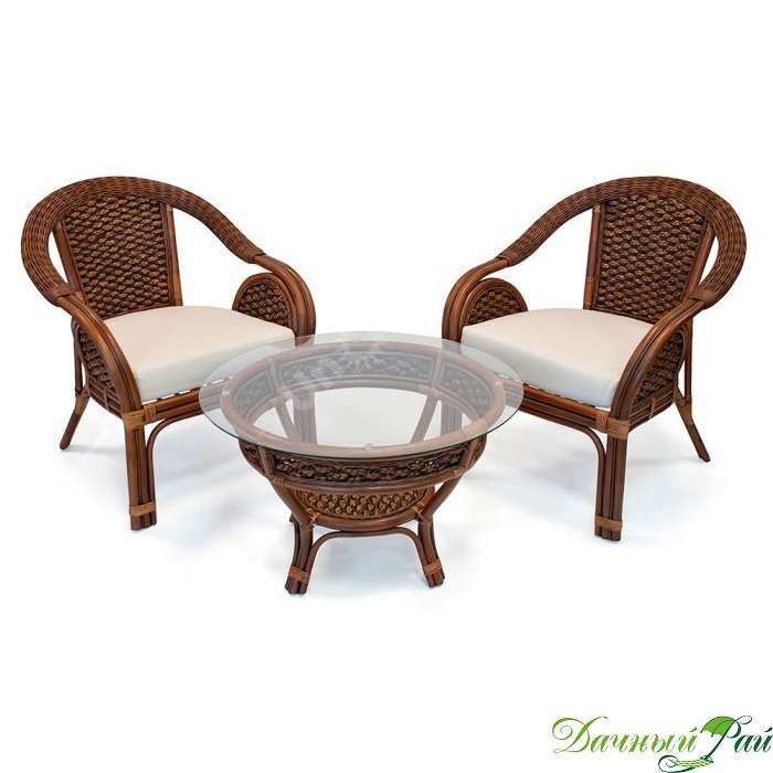 Комплект "Шератон": 2 кресла, стол (молочный шоколад)