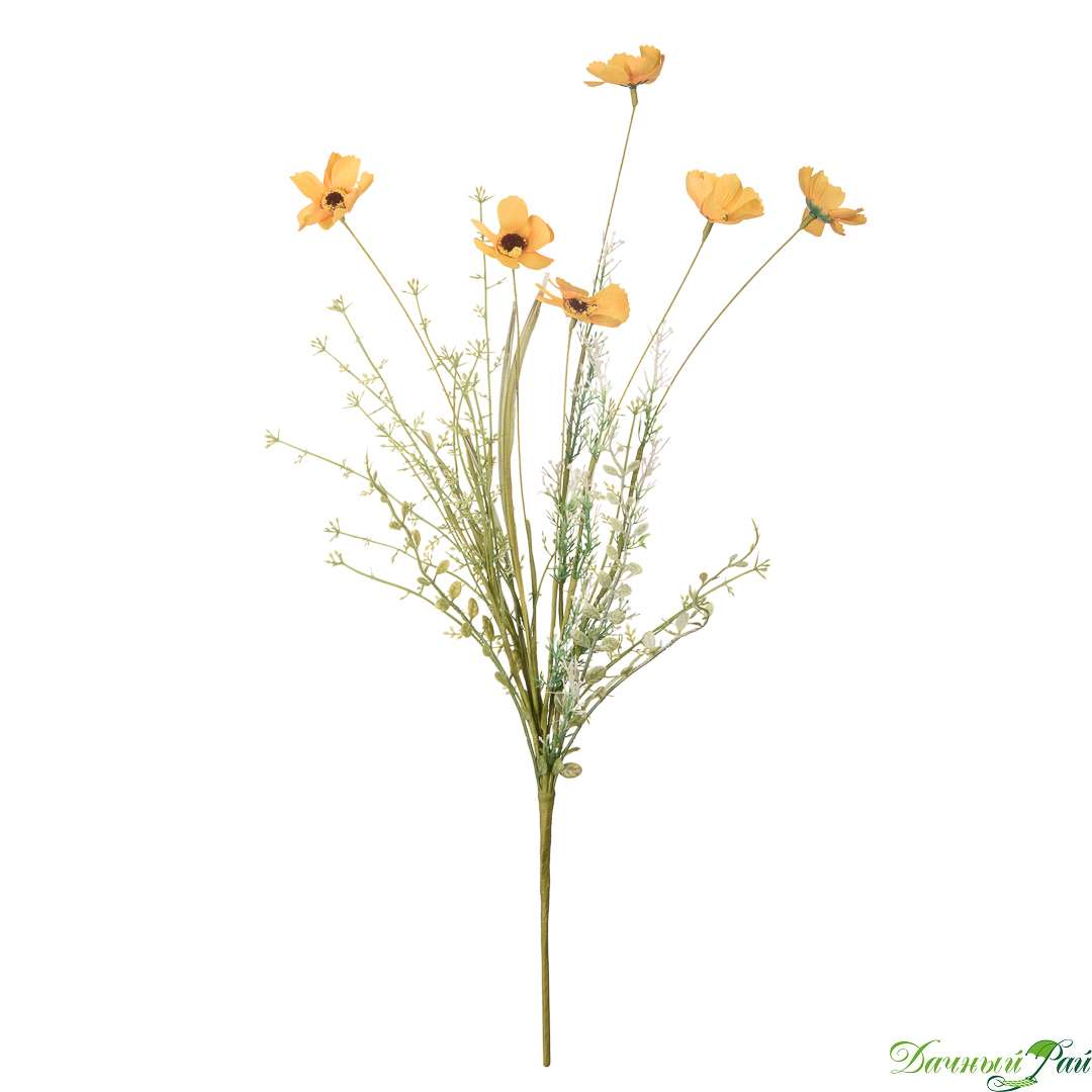 Искусственный цветок Ромашка желтая полевая, в=60 см желтая (HDF20)