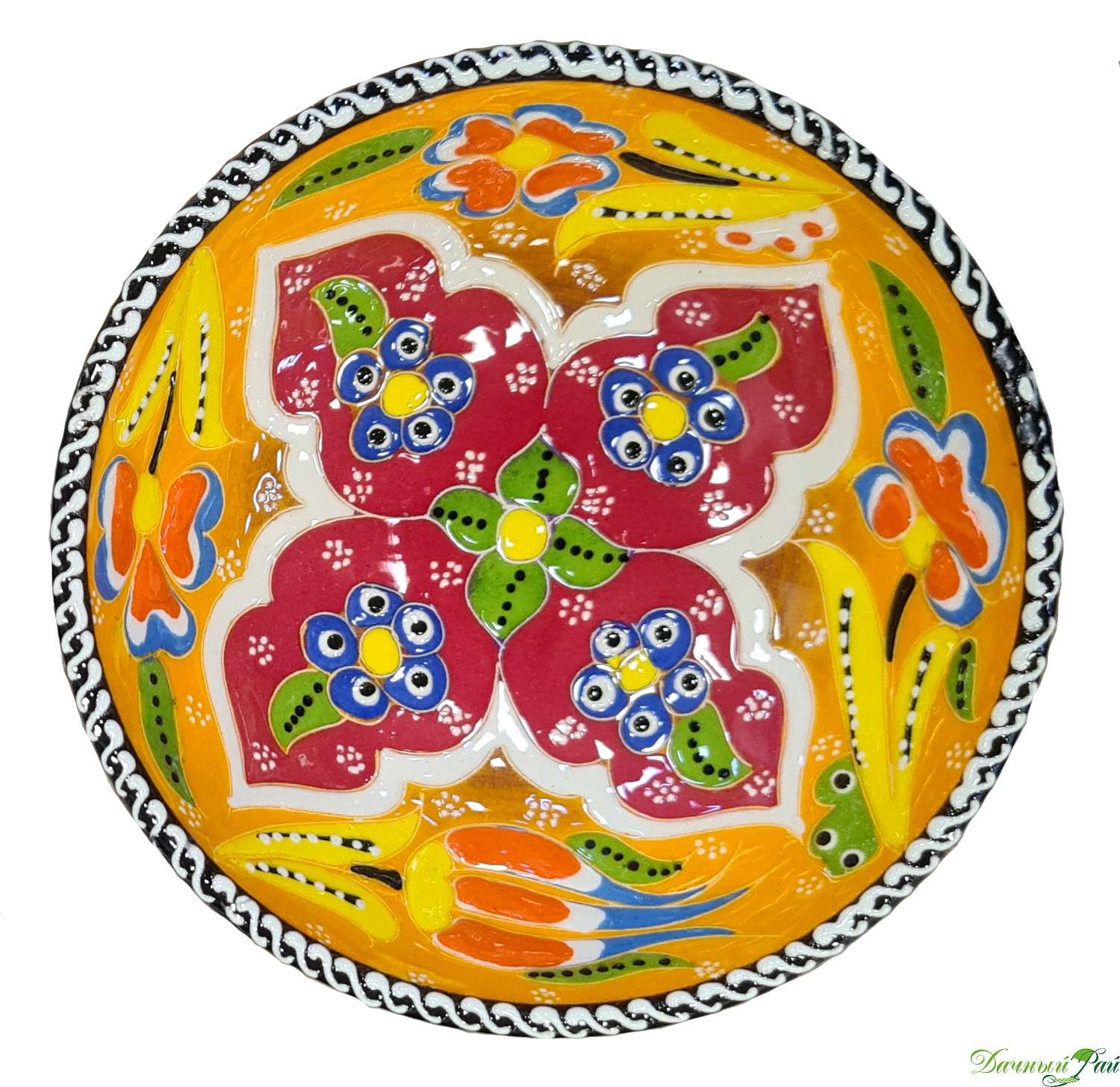Тарелка цветная 12 см желтая (Турецкая керамика)