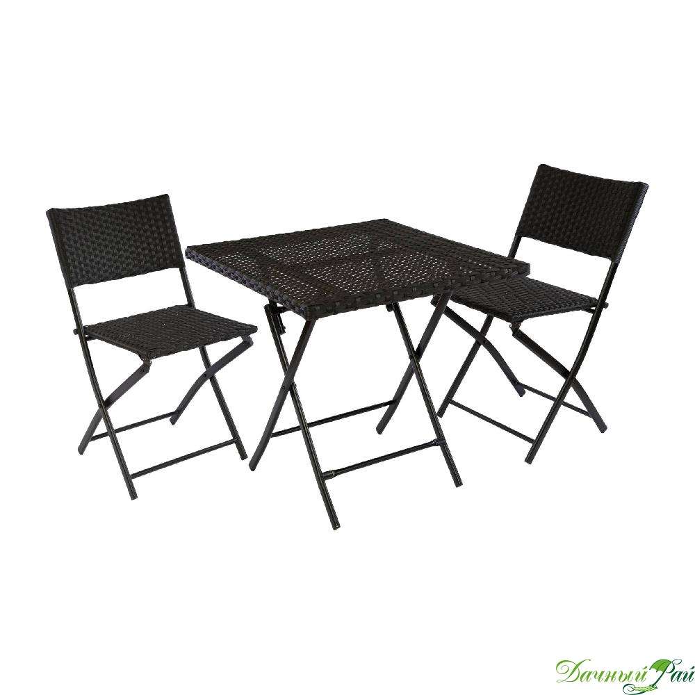 Комплект "Paris": стол, 2 стула, складной, черный (КК-001) 