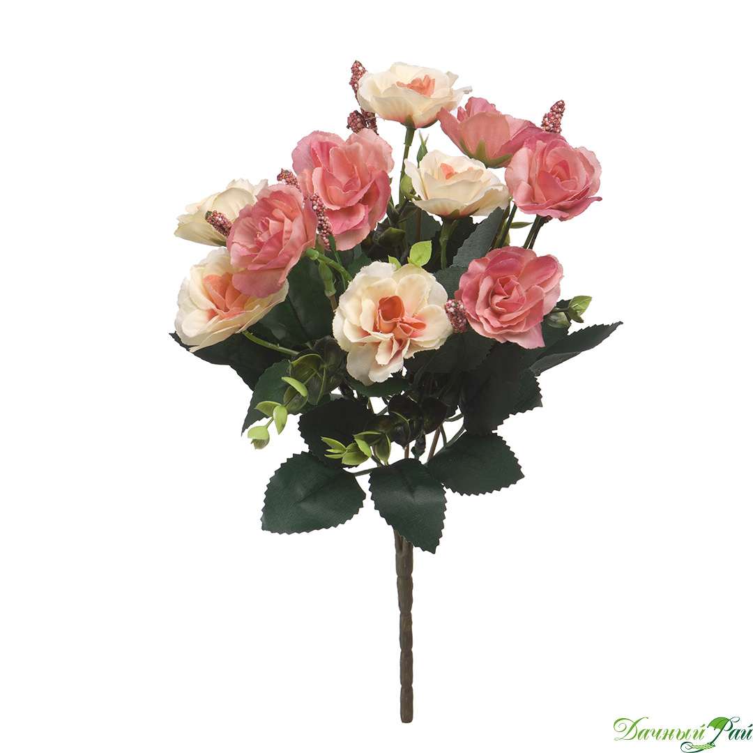 Роза, 7 цветов на стебле, цвет пудровый, 27 см (E4-238N)