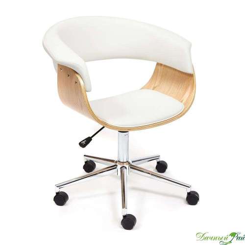 Кресло офисное "Vimta" фанера, кожзам (натуральный, белый) до 120 кг