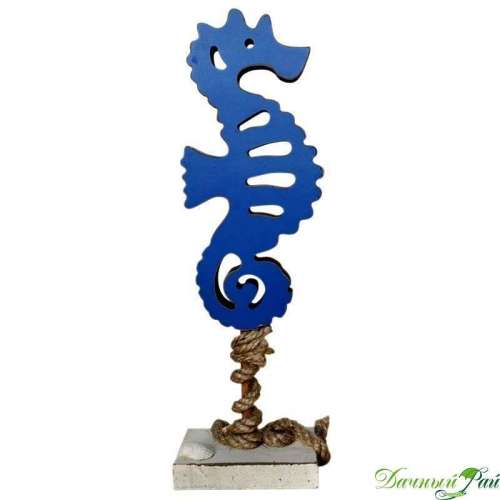 Декор настольный "Морской конек" 8*26 см, дерево, синий (16002A)