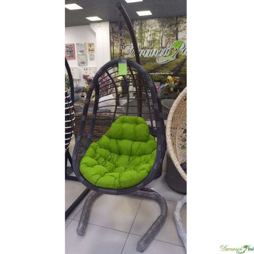 Кресло подвесное "Asti NEW" венге шлифованный, simple 008-зеленое яблоко, опора коричневая, до 150 кг