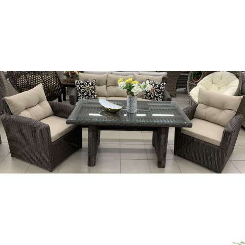 Комплект "Фиджи": диван 3-х местный, стол 150*80 см, 2 кресла, алюминий