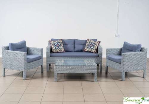 Комплект плетеной мебели "Родос": стол, кресло, диван(жгут 8486, ткань14808)