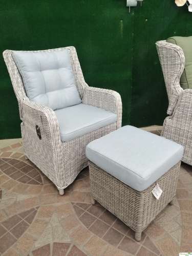 BILBAO Кресло обеденное White Fadded Grey с подушками раскладывающееся