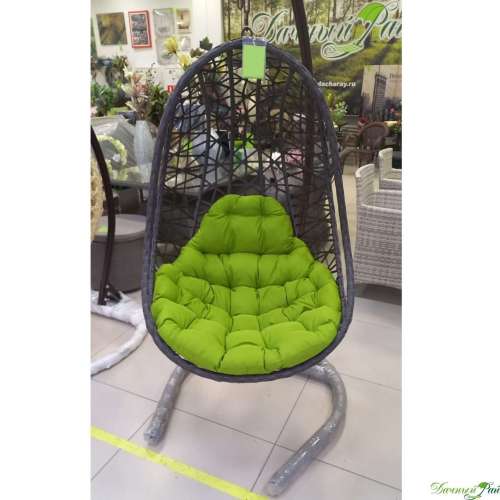 Кресло подвесное "Asti" венге шлифованный, simple 008 - зеленое яблоко, опора коричневая, до 150 кг