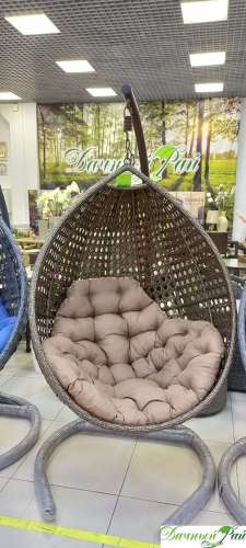 Кресло подвесное "Lucca" бронза, браун (светло-коричневый), опора коричневая, до 150 кг