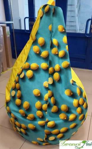 Кресло-мешок "Груша" МАКСИ-комби (желтый + Лимоны на голубом) 