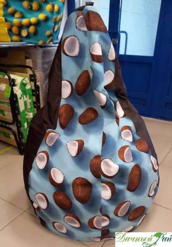 Кресло-мешок "Груша" МАКСИ-комби (шоколад + Кокосы на голубом) 