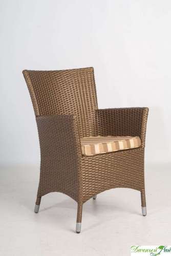 Кресло "Ривьера" 60*60*н=90 см, алюм., дуб шлифованный, ткань ASH (серо-бежевый)