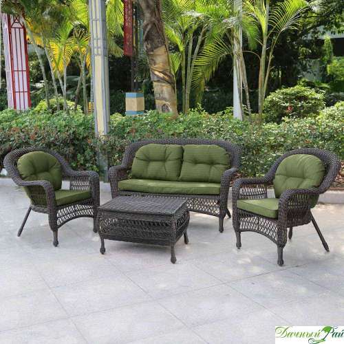 Комплект ЖУРНАЛЬНЫЙ: диван 142*82*92 см, стол 78*46*49 см, кресло 2 шт (LV520BG Brown/Green) 