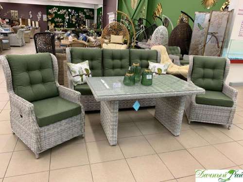 IBIZA Комплект мебели White Fadded Grey (диван+2кресла+стол)с подушками 