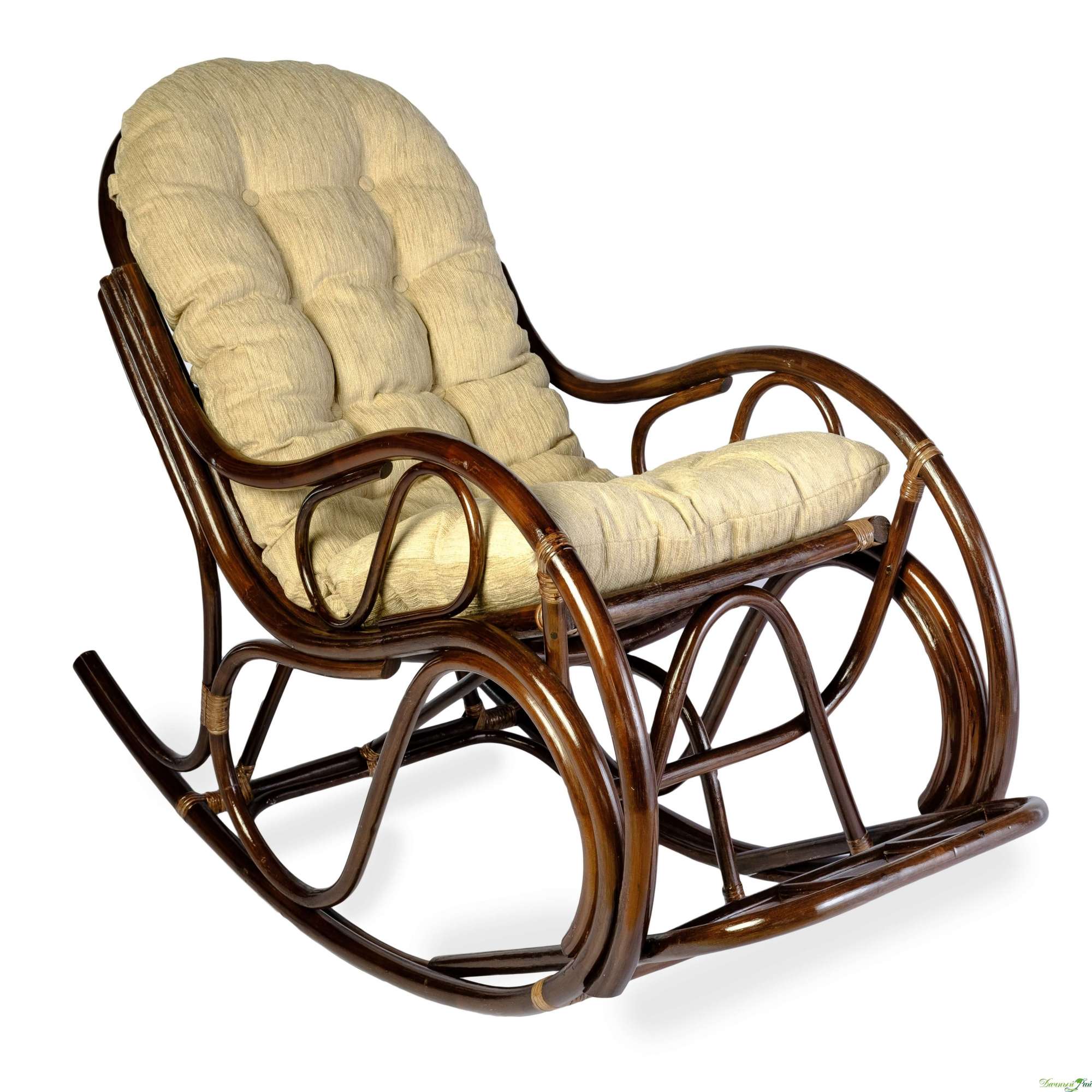 Кресло-качалка с подножкой, шенил, толстая подушка, темно-коричневый (05/04)