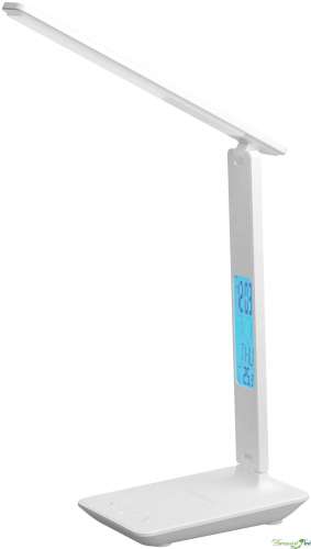 Светильник настольный ФОТОН светодиод, беспров. зарядка, часы, календ, термом, USB, 11 W (TL-11DRCH-W) белый