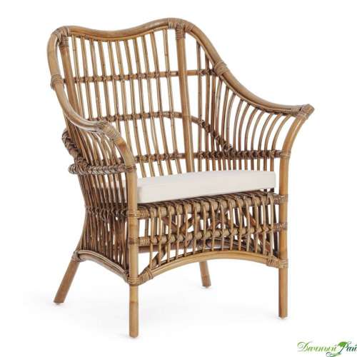 Кресло "BASON" 72*65*88 см, ротанг натуральный серый, подушка ткань белый