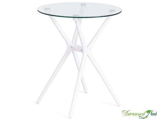 Стол "PARNAVAZ" пластик/стекло, 60 x 60 x 70,5 см, белый (11954 / mod. 29) 2 кор