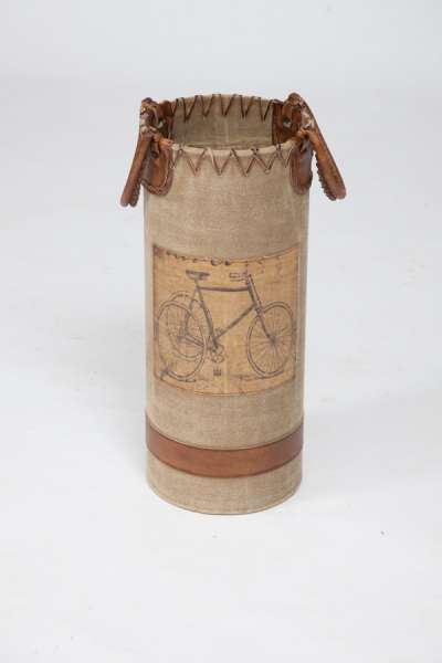 Подставка для зонтов "Bicycle" кожа, ткань, металл 26*26*60 см, коричневый+винтаж (М-12650)