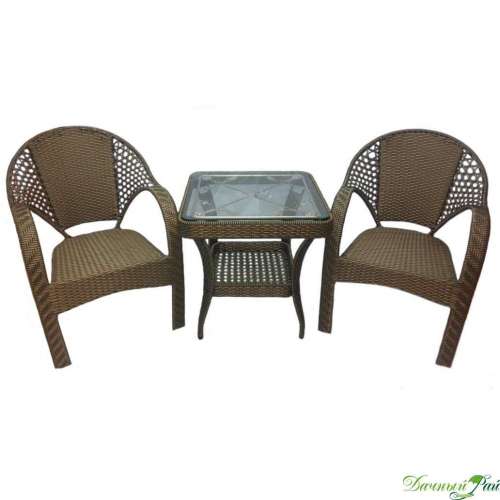 Комплект "Орлеан":  2 кресла, стол 63*63 см, стекло (ХН-28)
