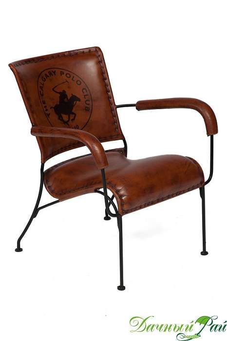 Кресло ЛОФТ "Major"65*58*75 см, металл/кожа буйвол, коричневый (М-14530)